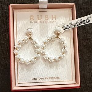 White Beaded Earrings-new